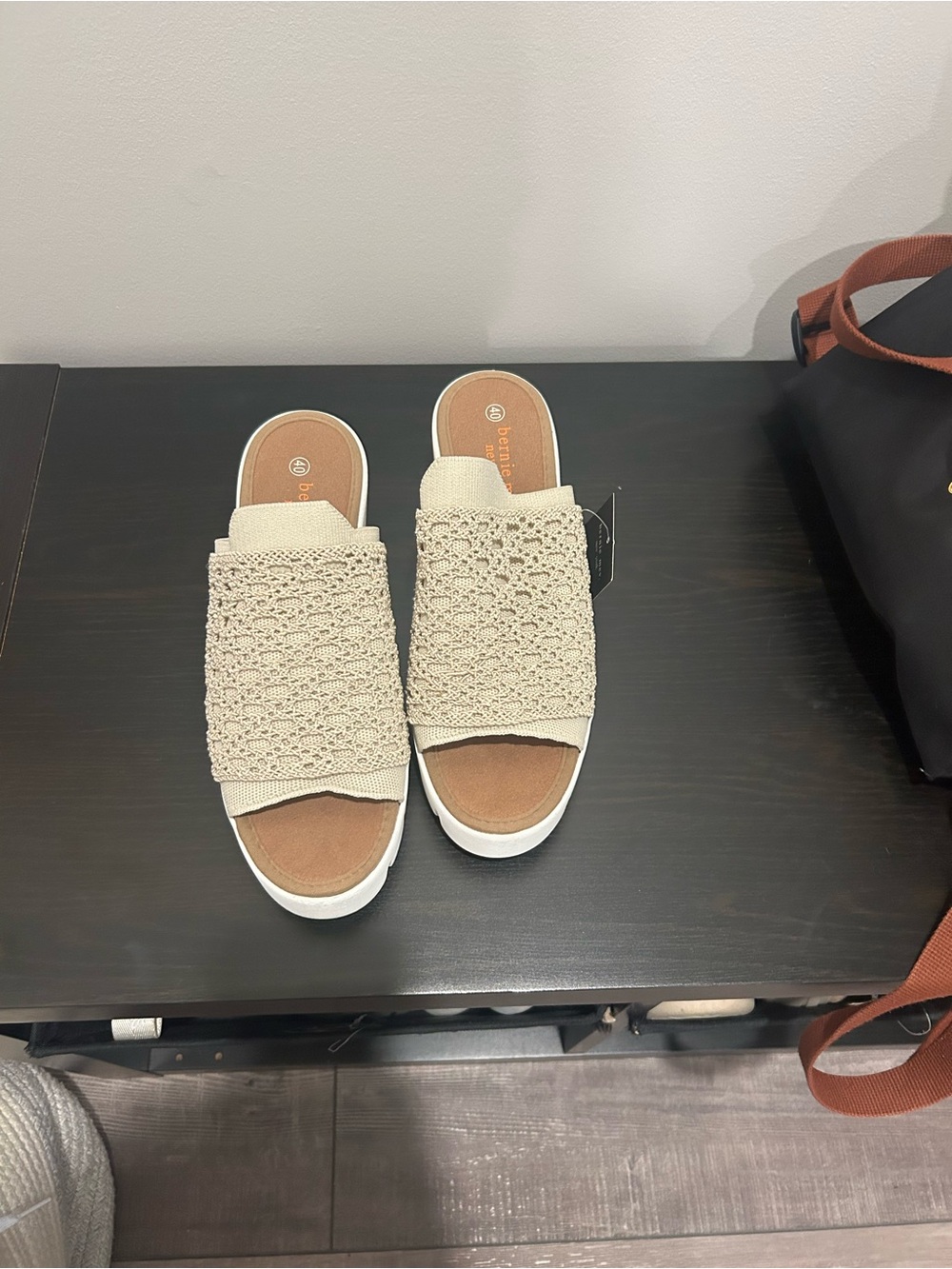 bernie mev. Neutral Crochet Slide Mules